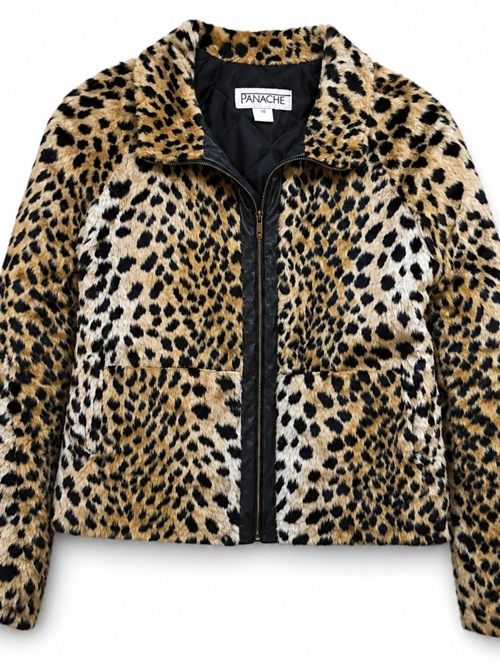 PANACHE vegan leopard fur Zip Up - Medium